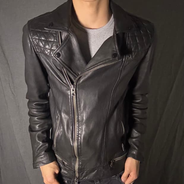lamb skin quilting leather jacket