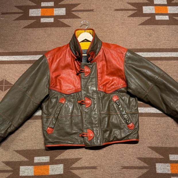 90s 이태리 파이어맨 카우레더 숏 자켓 L 소가죽