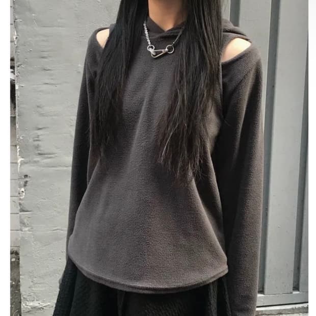 어깨트임 플리스 후드집업