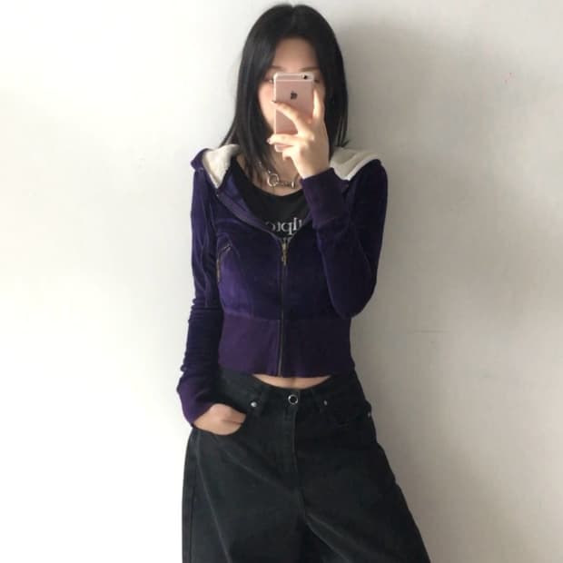 빈티지 y2k 퍼 후드집업