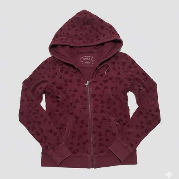 게스 빈티지 애니멀 Y2k 와인 후드집업