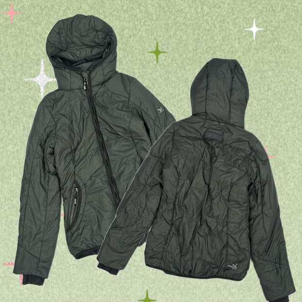 살레와 1935 카키 그린 패딩 그런지 히피 에스닉 아우터 빈티지