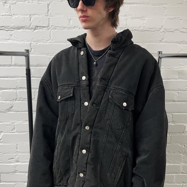 발렌시아가 패디드 데님 자켓 블랙