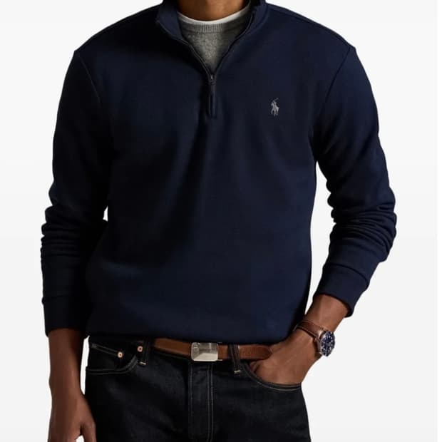 폴로랄프로렌 네이비 코튼 하프 집업 긴팔티 남성 105사이즈