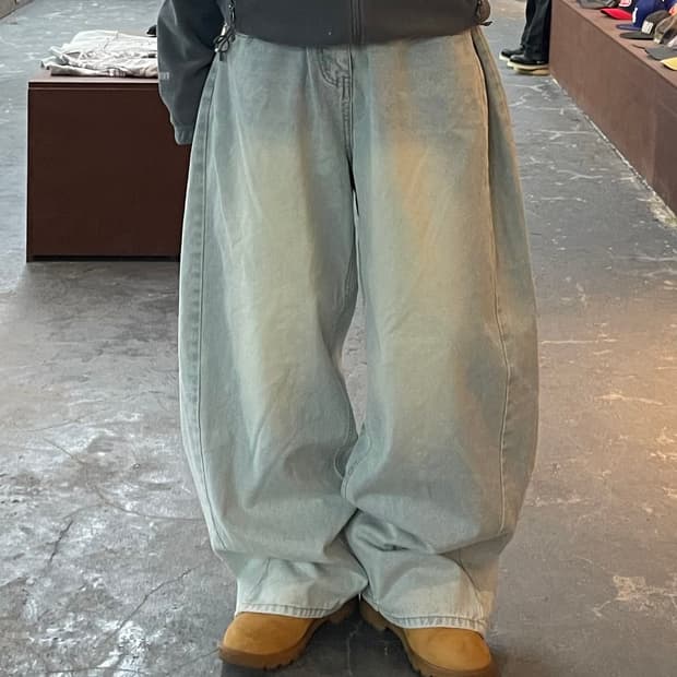 에스빈 진스 연청 와이드 데님 팬츠 H1551