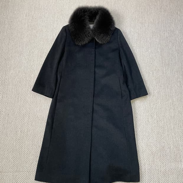 발망 폭스 퍼 칼라 캐시미어 롱 코트