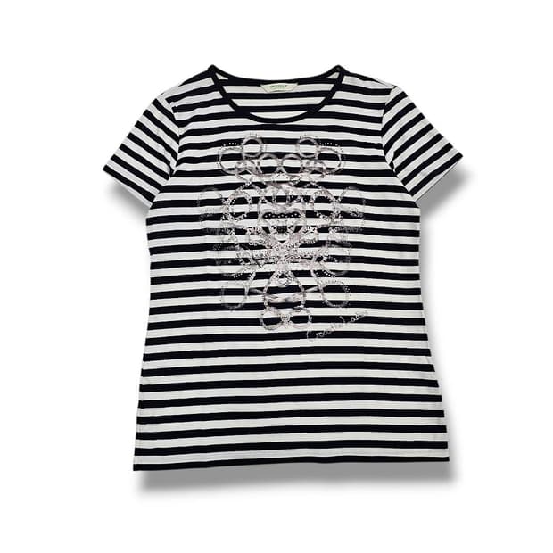  Crocodile Ladies 비즈 스트라이프 티셔츠