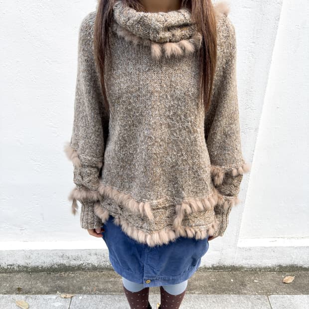 빈티지 판초 울 니트