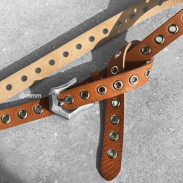 [Unisex] 아일렛 웨스턴 가죽 벨트 카멜