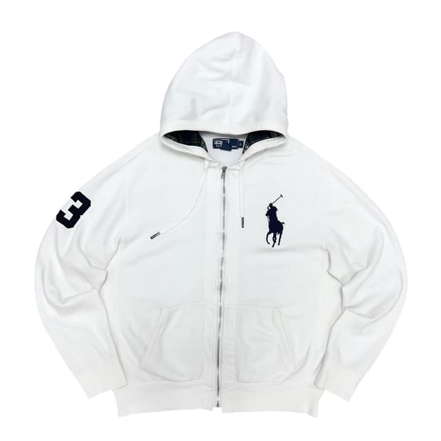 폴로 빅포니 화이트 후드집업(L)