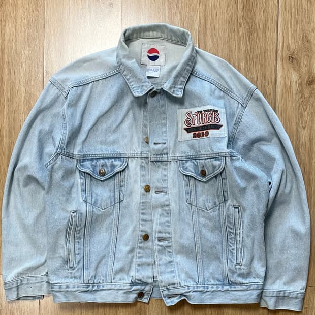 택포) 펩시 X 스터지스 모터사이클랠리 70주년 빈티지 데님 트러커 자켓