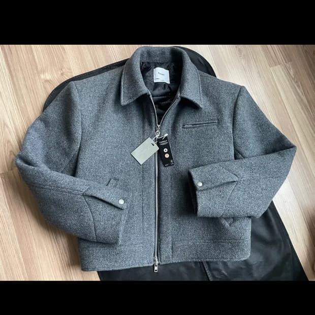 (3)카미엔 그리드 울 크롭 자켓 그렝