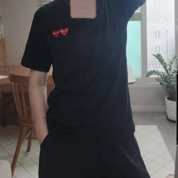 꼼데가르송 플레이 더블하트 반팔티 블랙M