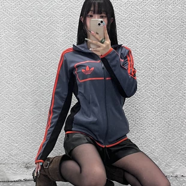 아디다스 스트릿다이버 그레이오렌지 져지 집업 95 C12915