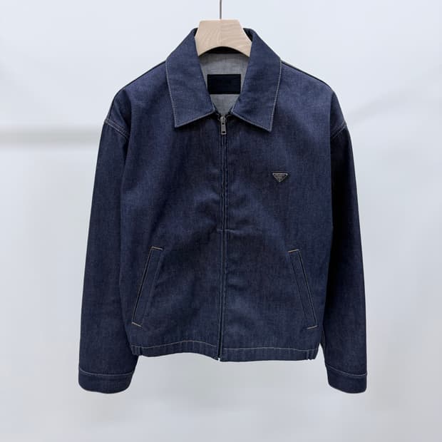 [S+급/M] 프라다 삼각로고 데님 블루종 청자켓