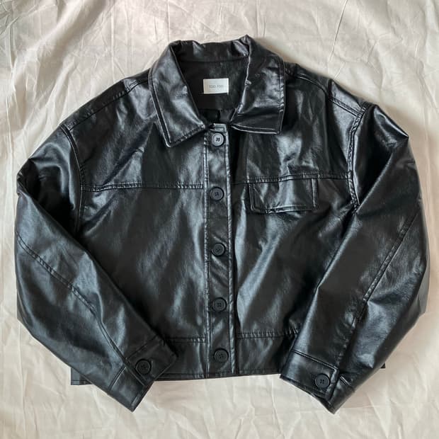 블랙 인조가죽자켓