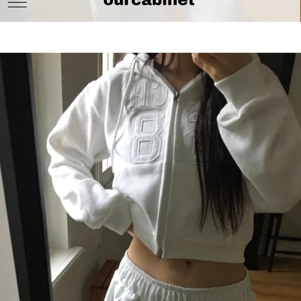 아워캐비넷 제로 후드집업 화이트 (하자 o)
