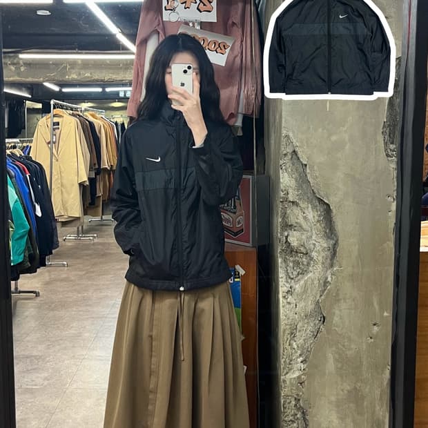 나이키 배색 바람막이 블랙 M #csz3402