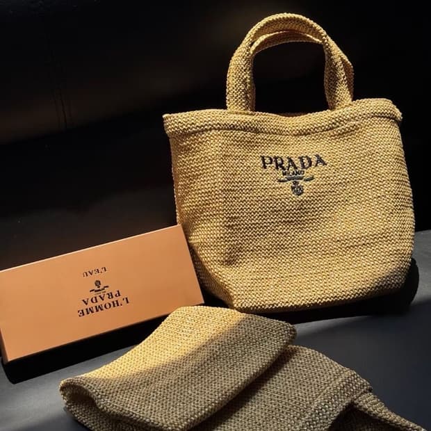 프라다뷰티 르옴므 에코백 네트백 브라운 