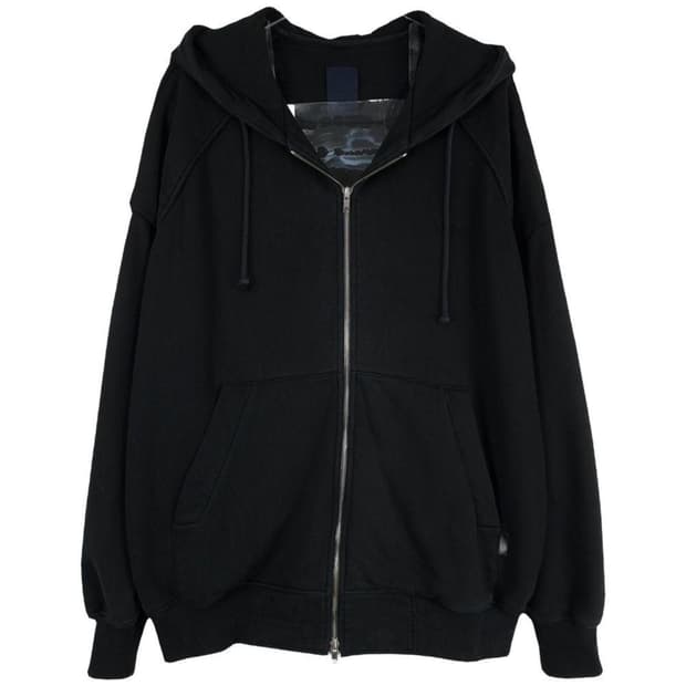 JUUN.J BLACK OVERFIT PERSONA HOOD ZIP-UP