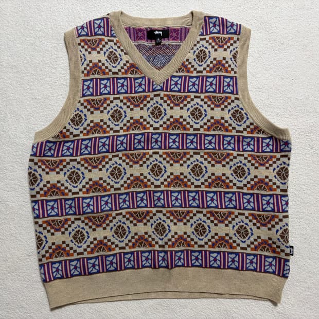 [M] 스투시 GIZA VEST 페어아일 패턴 니트 조끼