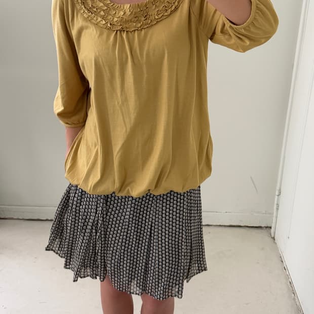 일본빈티지 엘로우 프릴 롱슬리브