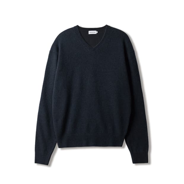 코지 울 캐시미어 브이넥 니트(다크 네이비)