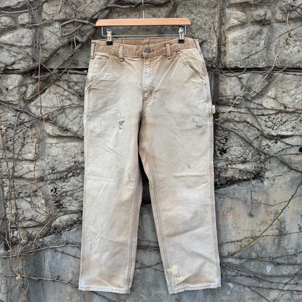 칼하트 빈티지 b11 brn 하드 페이딩 카펜터 싱글니 워크 팬츠