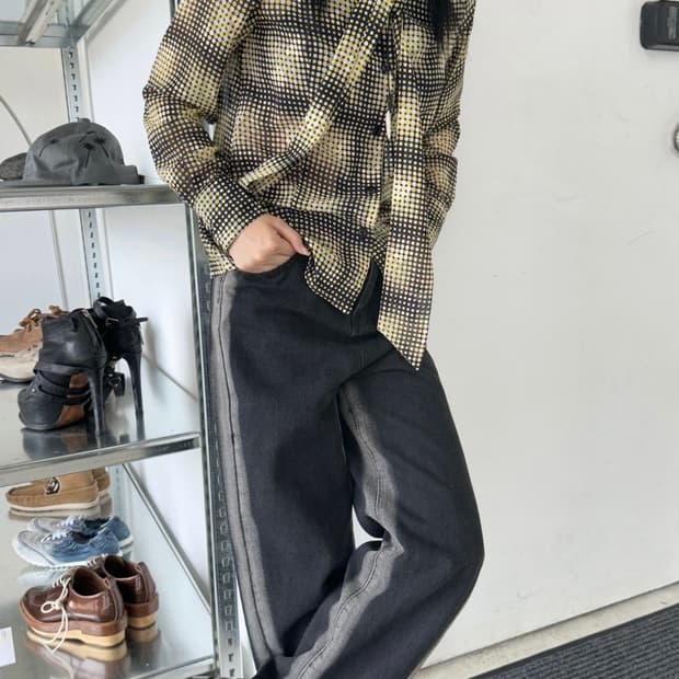 빈티지 라인 다이드 데님 팬츠