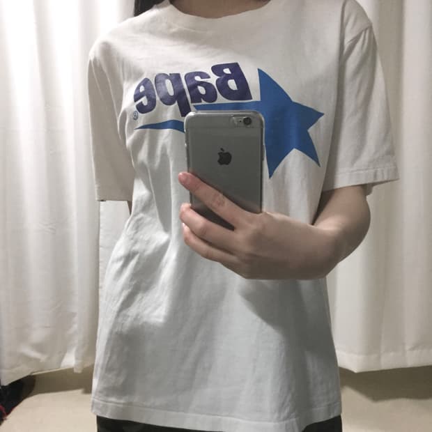 베이프 블루 스타 화이트 반팔 티셔츠