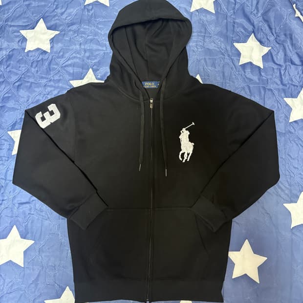 폴로 빅포니 후드집업 블랙
