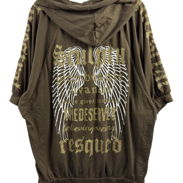 JPN 갸루 Y2K 가오리핏 반팔후드집업1526