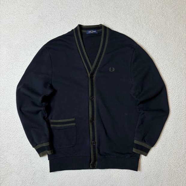 프레드페리 팁 피케 텍스쳐 가디건 PN6668