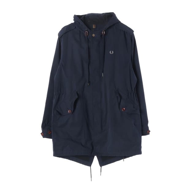 프레드페리 로고 자수 피쉬테일 후드 파카 네이비 M