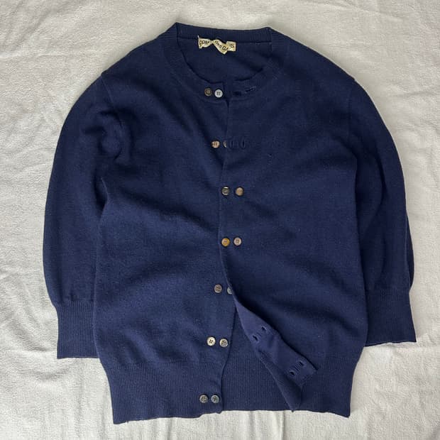 꼼데가르송 더블 버튼 7부 가디건 네이비컬러