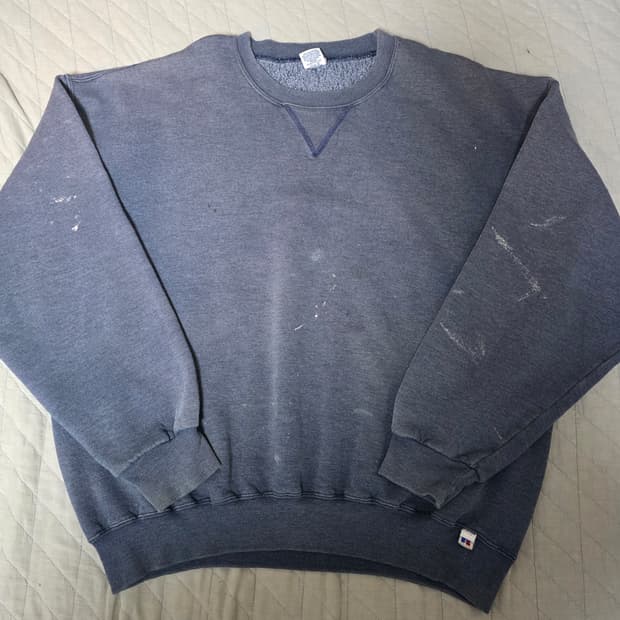 [XXL] 90s 빈티지 러셀 애슬레틱 트래쉬드 스웻 맨투맨 다크 그레이