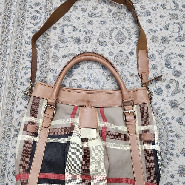 닥스 체크 가죽 토트/크로스백