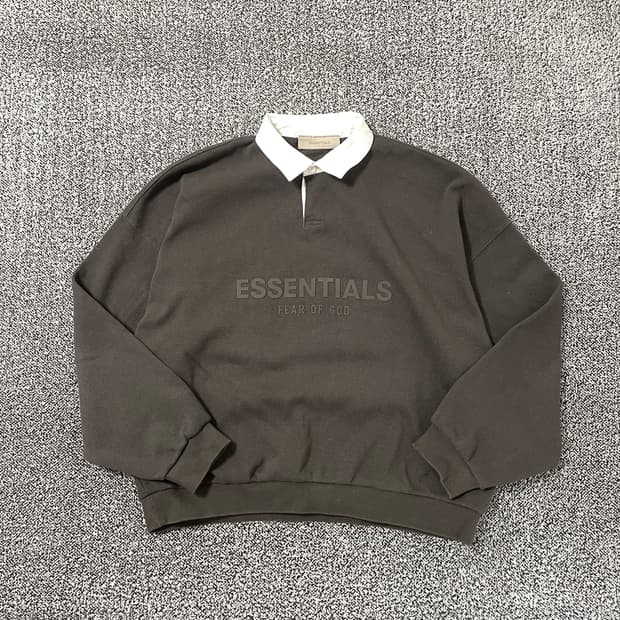 빈티지9. 피어오브갓 에센셜 23SS 와플 헨리 럭비 셔츠 맨투맨 브라운