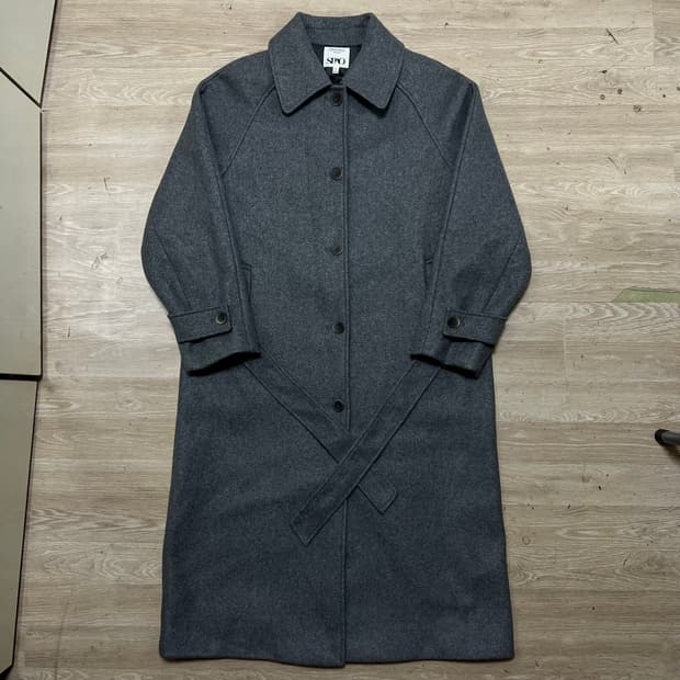 스파오 여성 벨티드 싱글 롱 맥코트 [차콜] S/90
