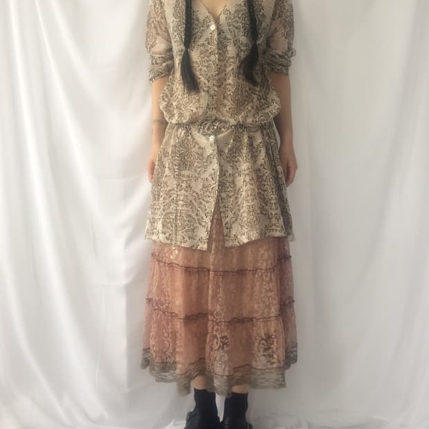 Ornament pattern long cardigan