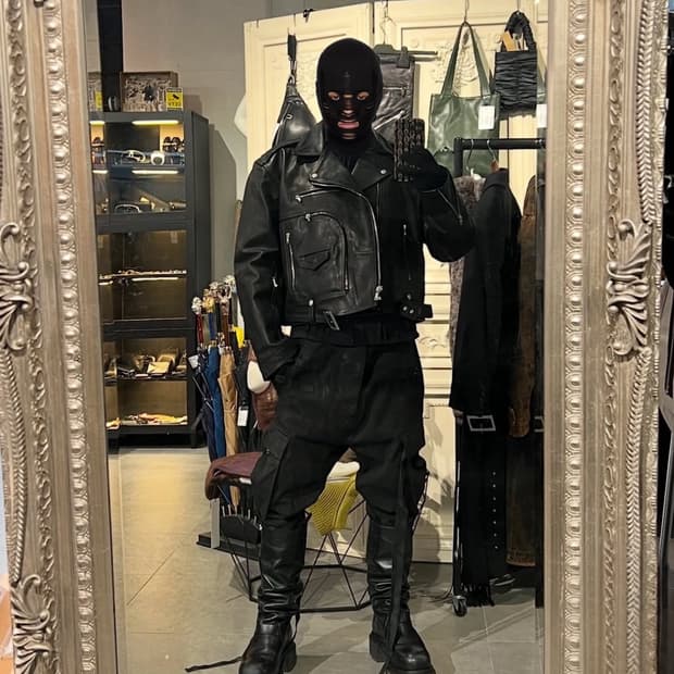 릭오웬스 25ss 런웨이 스컬 바라클라바 블랙