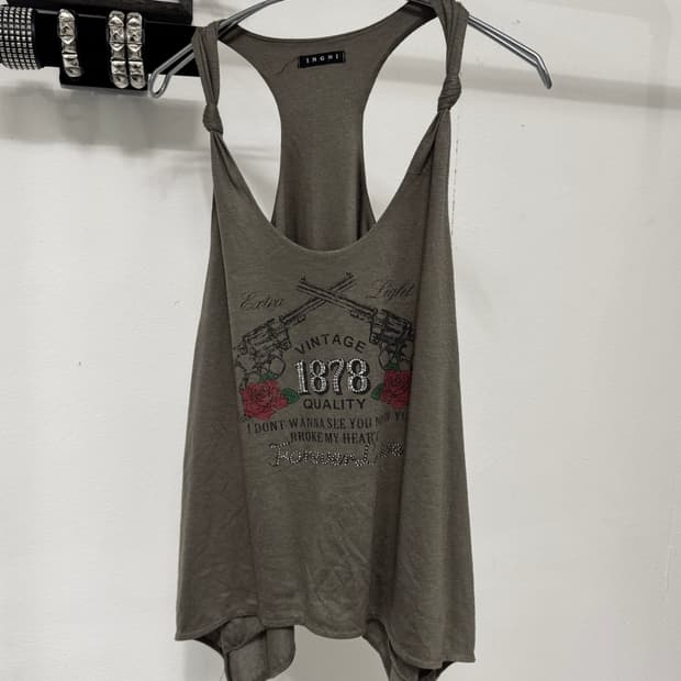 Khaki sleeveless top