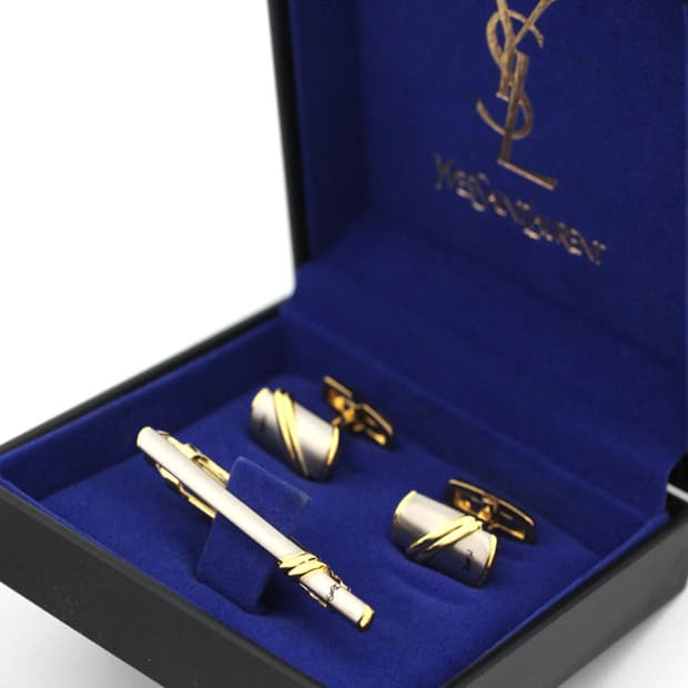 입생로랑 A등급 5.1cm 남자 명품 넥타이핀 커프스 세트