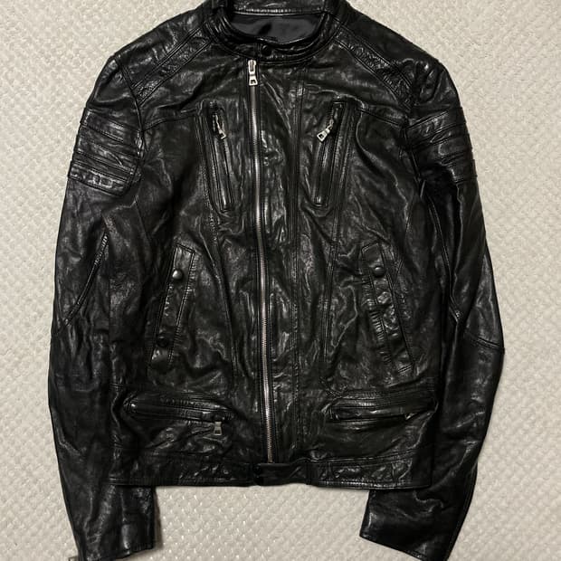 광희시장 웨스턴 무드 램스킨 양가죽 절개 레더 자켓