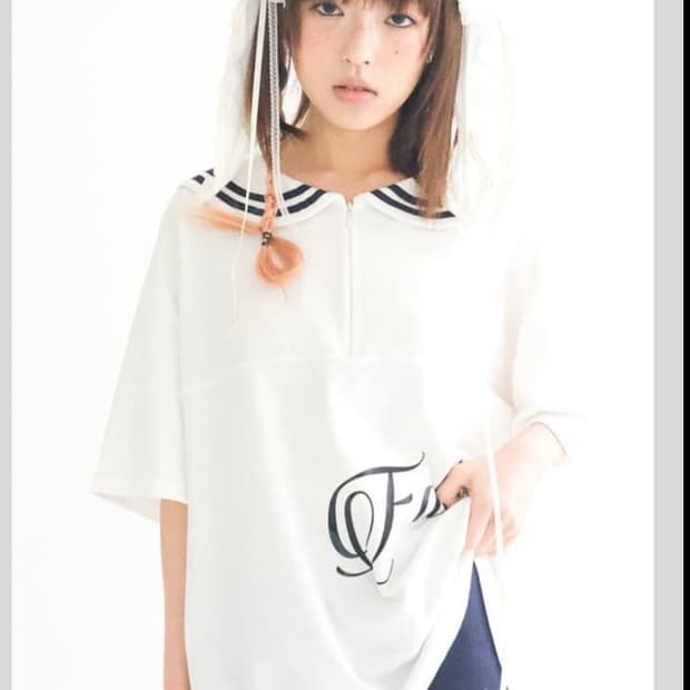 sailor collar mesh loose top
