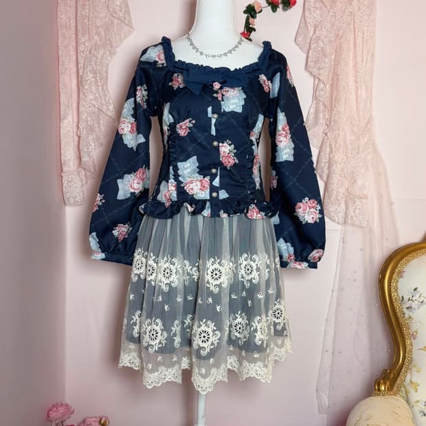 Skirt💙리즈리사 네이비 왕리본 느좋 치마