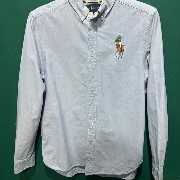 폴로 빅로고 솔리드남방 블루