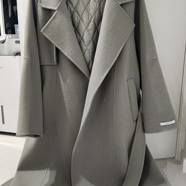 핸드메이드 울100 롱코트 구스다운내피