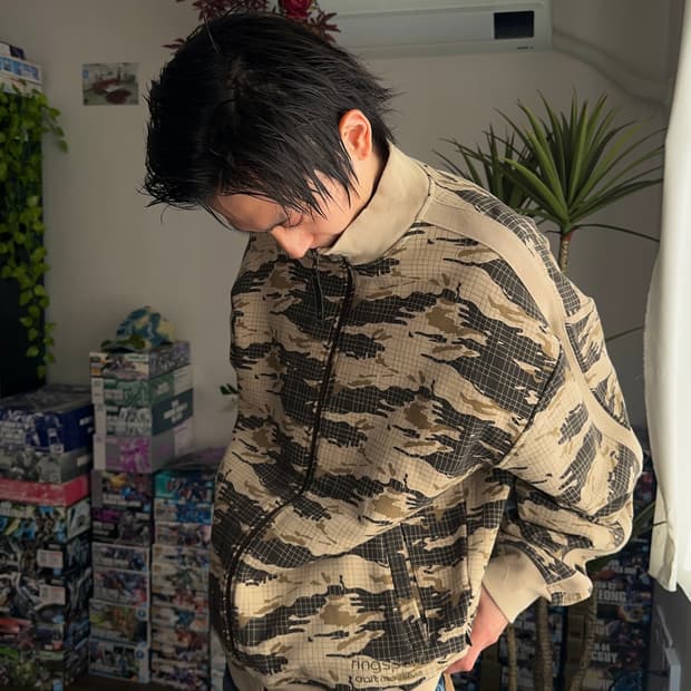 Ringspun 카모 그래프 체크 져지 집업