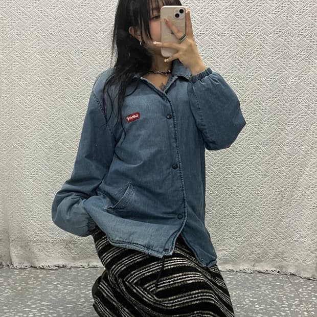 리바이스 올드스쿨 오버핏 데님 퀄팅 코치 자켓 L C06407